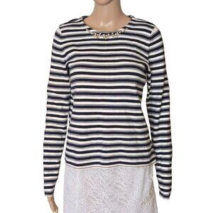 The Limited Long Sleeve Sweater Black and White Striped Women's size M